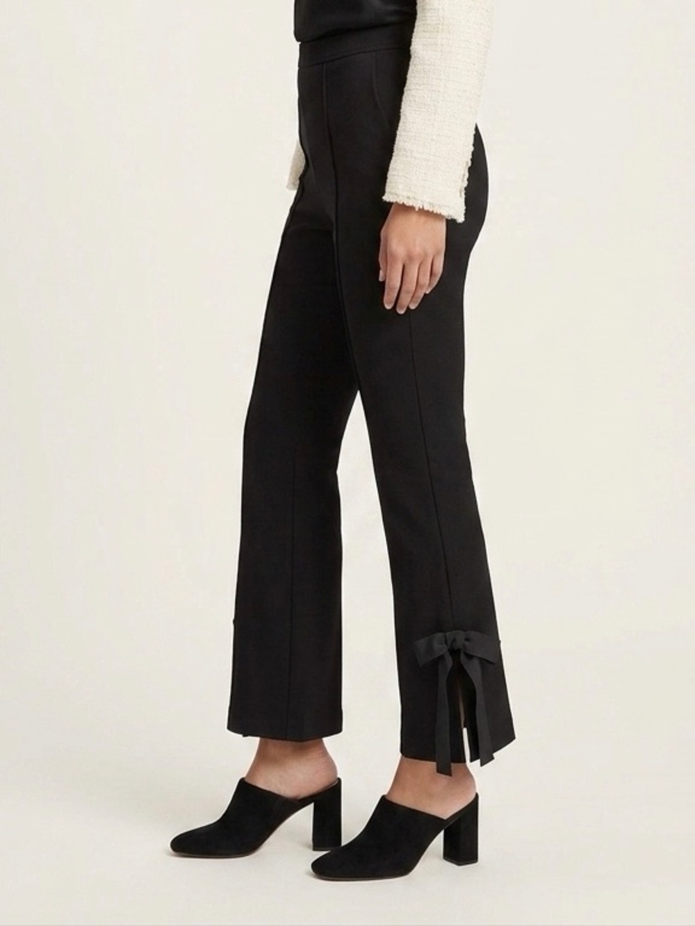 Cinq à Sept Tous Les Jours Giles Flare Pants Black Bow Ankle Accent Size 4